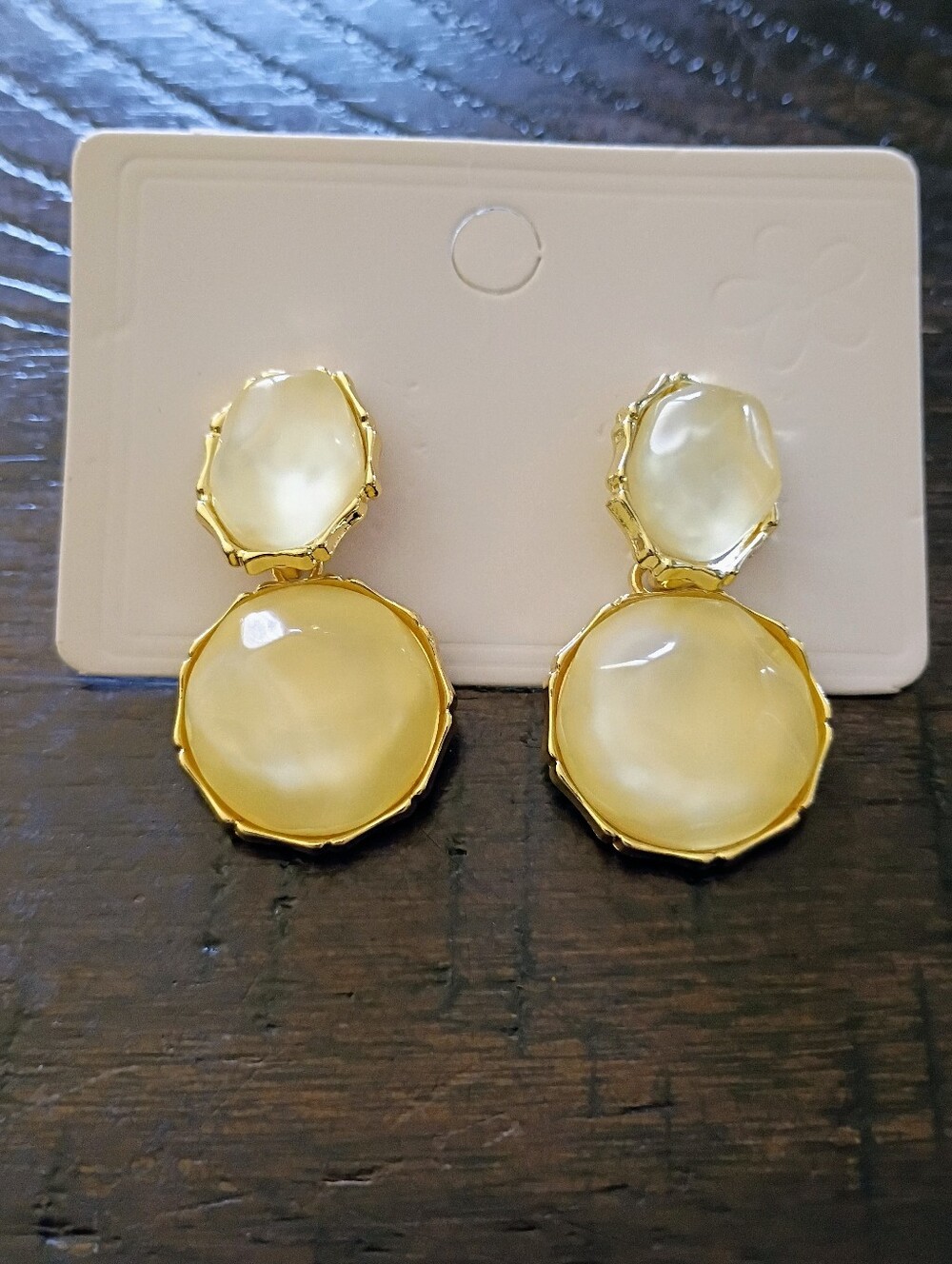 New Gold-Plated Cream Drop Earrings